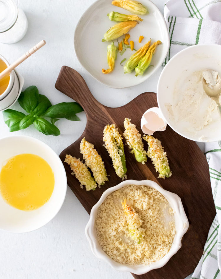 Crispy Squash Blossoms with Goat Cheese and Honey About Dinner Thyme