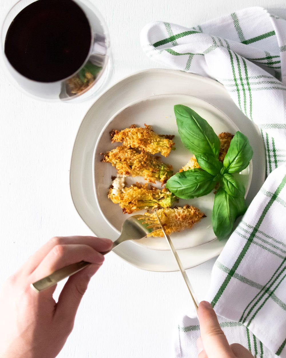 Crispy Squash Blossoms with Goat Cheese and Honey About Dinner Thyme