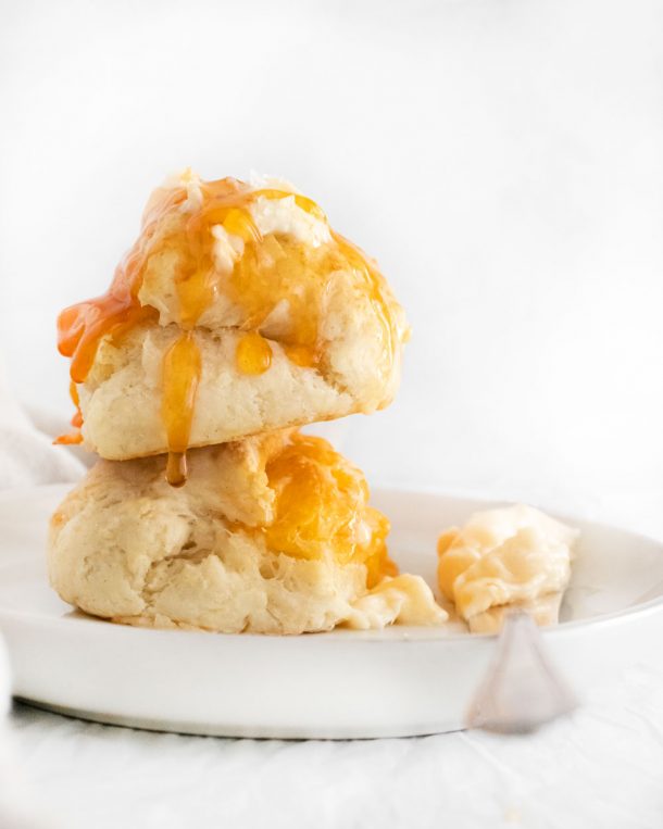 Cheddar Stuffed Buttermilk Biscuits with HotHoney Butter About Dinner Thyme
